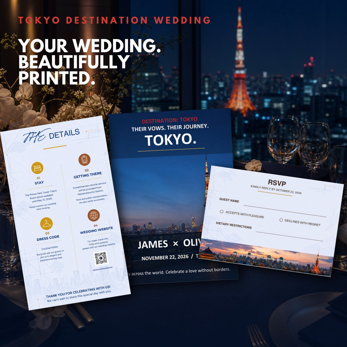 TOKYO Wedding Invitation Suite Template
