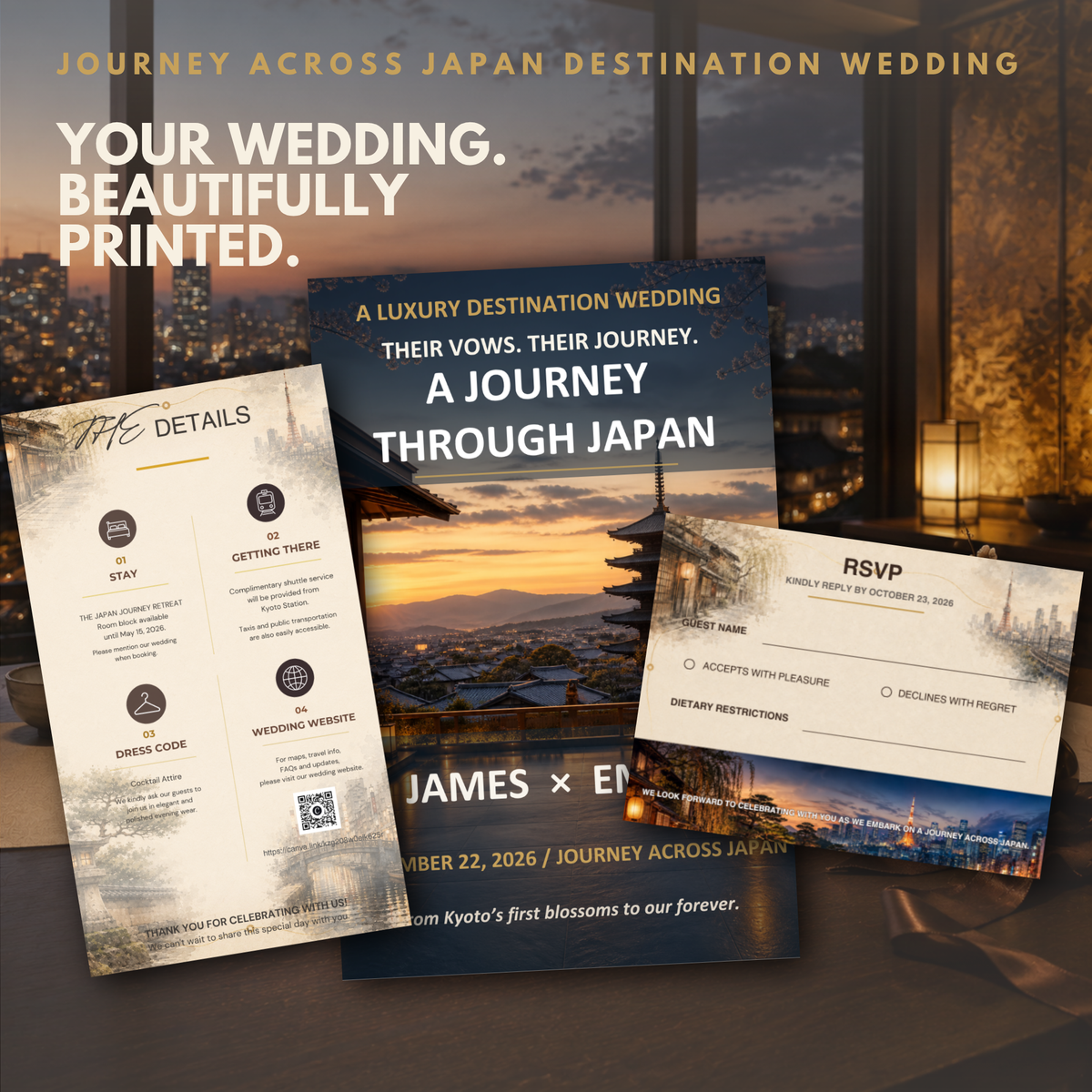 JAPAN JOURNEY Wedding Invitation Suite Template