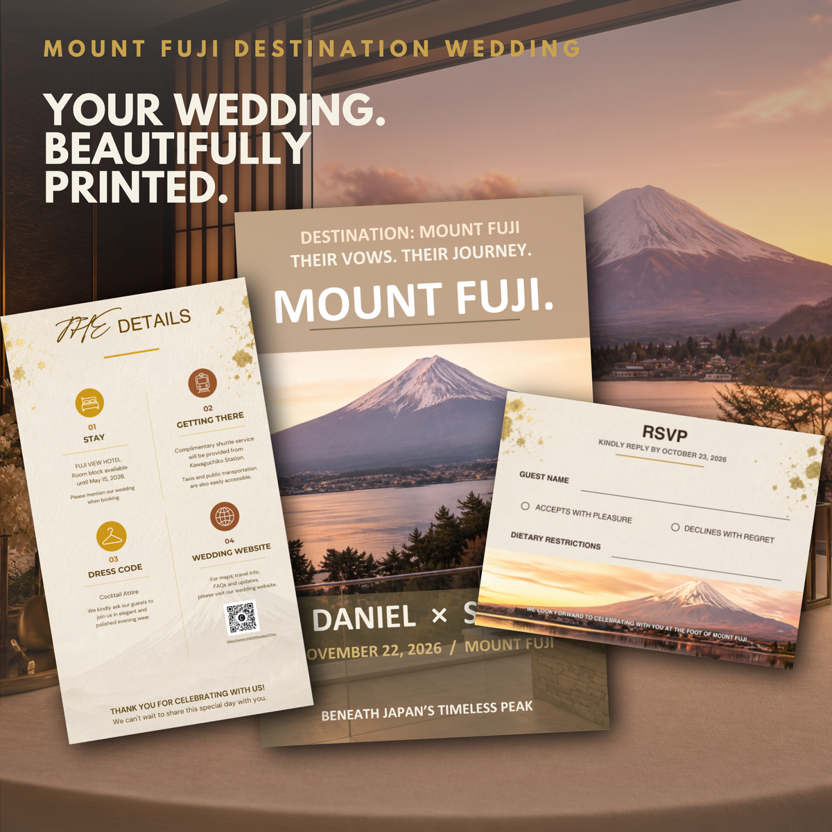 MOUNT FUJI Wedding Invitation Suite Template