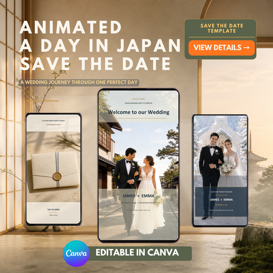 A DAY IN JAPAN Wedding Save the Date Template