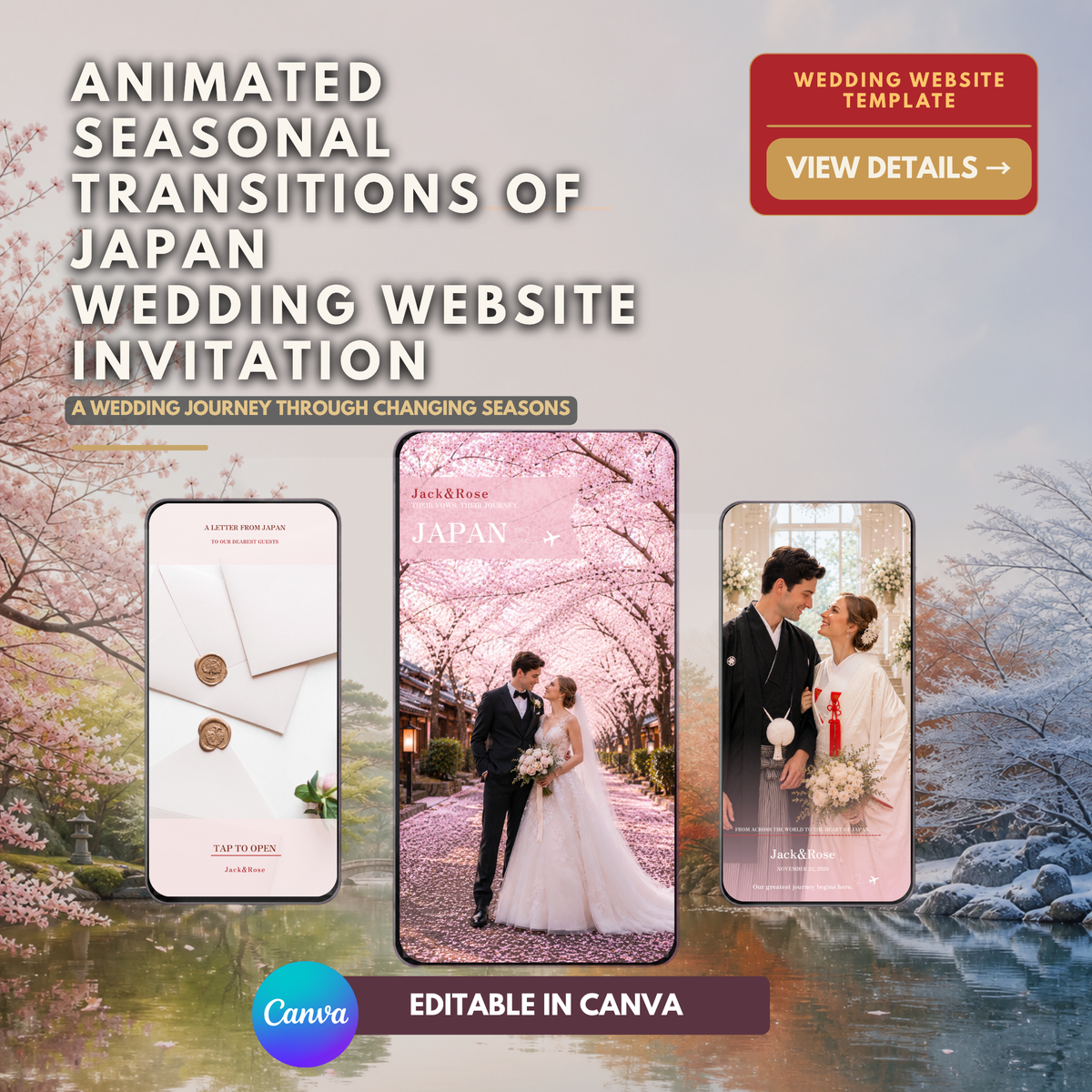 TRADITIONAL JAPAN Wedding Website Invitation Template