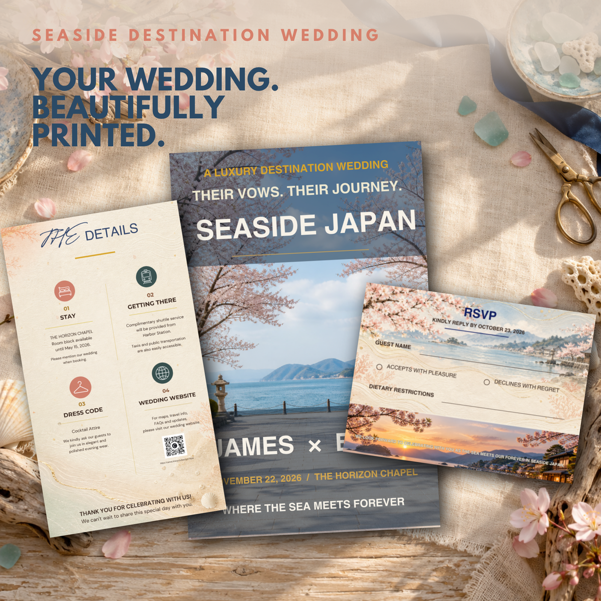 SEASIDE Wedding Invitation Suite Template
