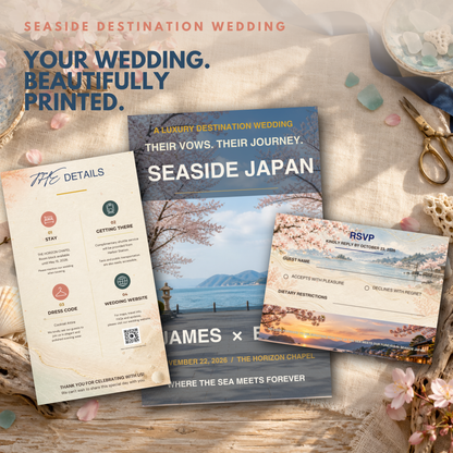 SEASIDE Wedding Invitation Suite Template