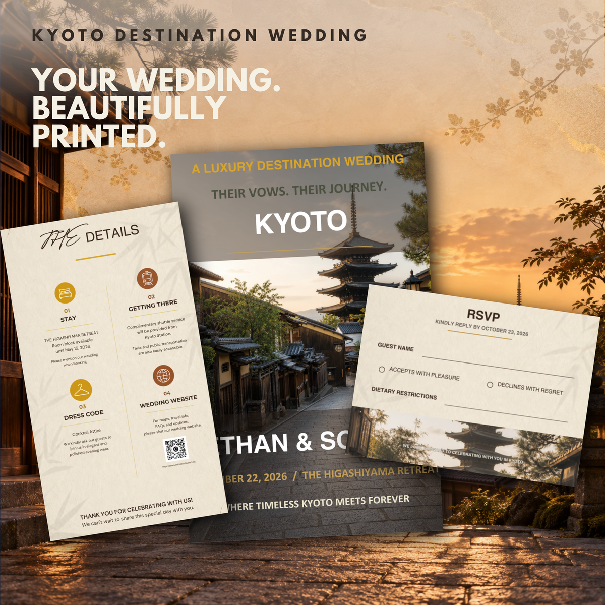 KYOTO Wedding Invitation Suite Template