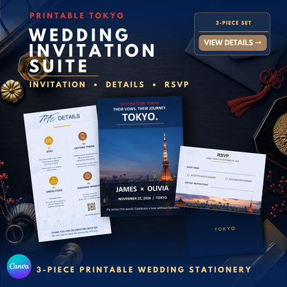 TOKYO Wedding Invitation Suite Template