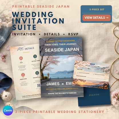 SEASIDE Wedding Invitation Suite Template