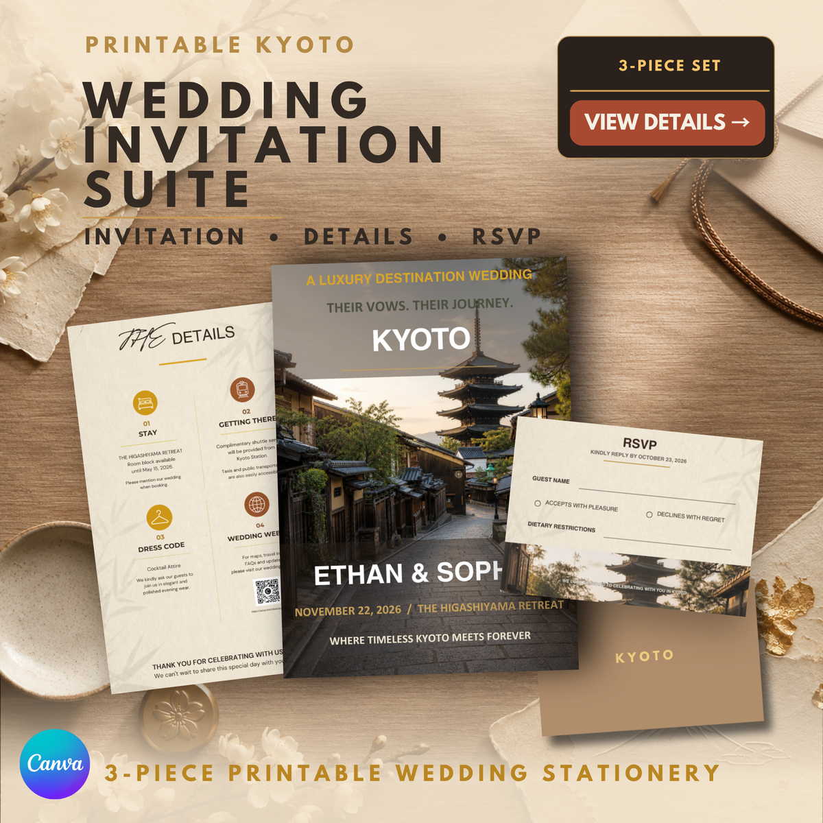 KYOTO Wedding Invitation Suite Template