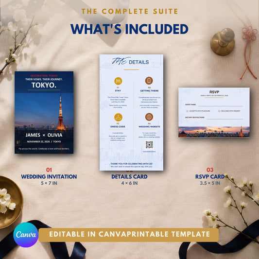 TOKYO Wedding Invitation Suite Template