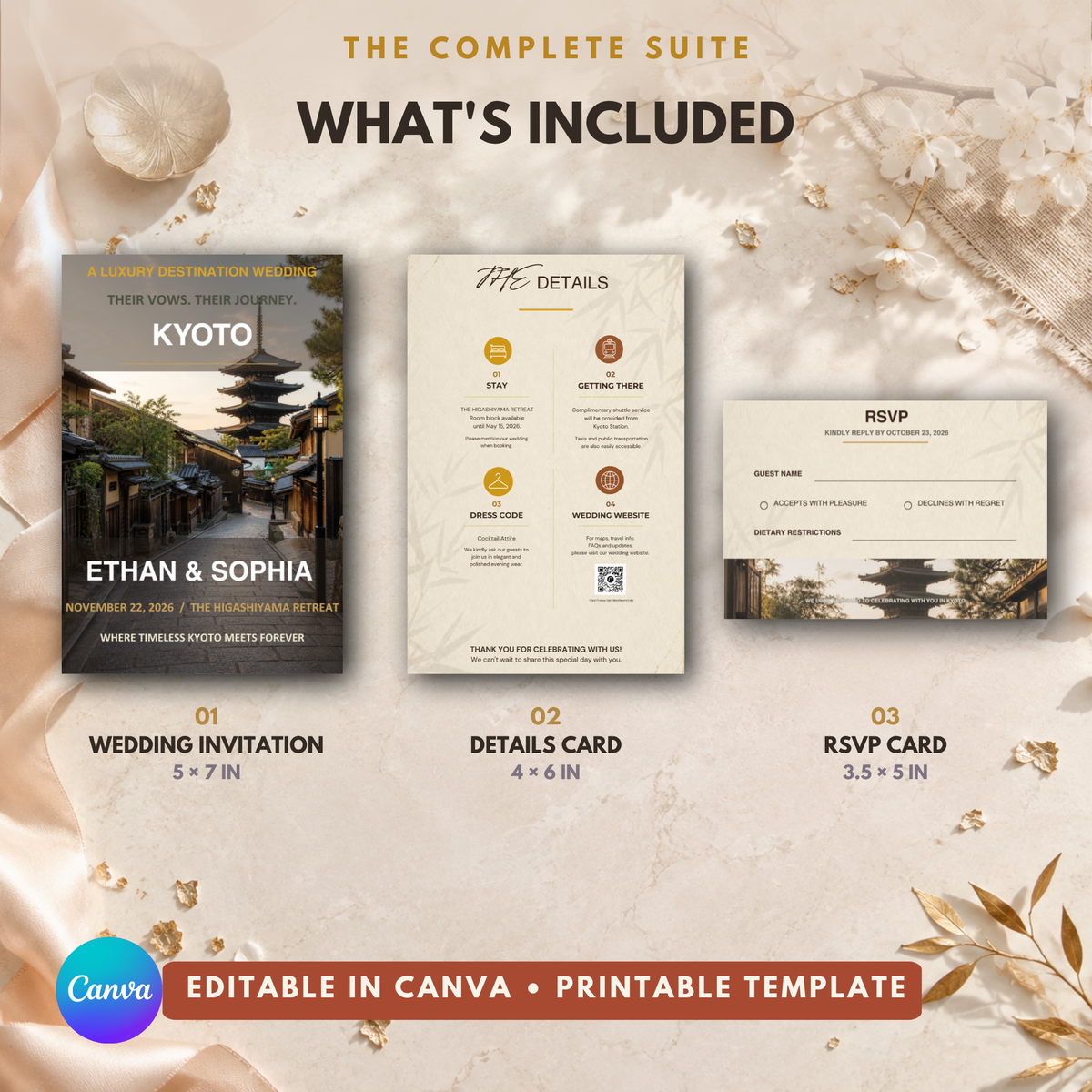 KYOTO Wedding Invitation Suite Template