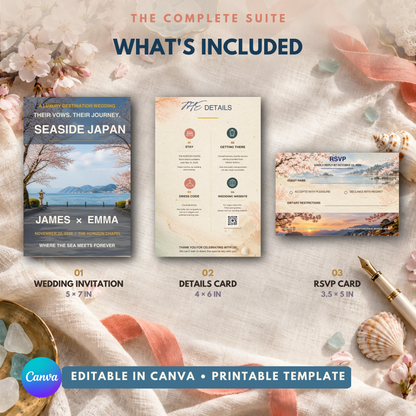SEASIDE Wedding Invitation Suite Template