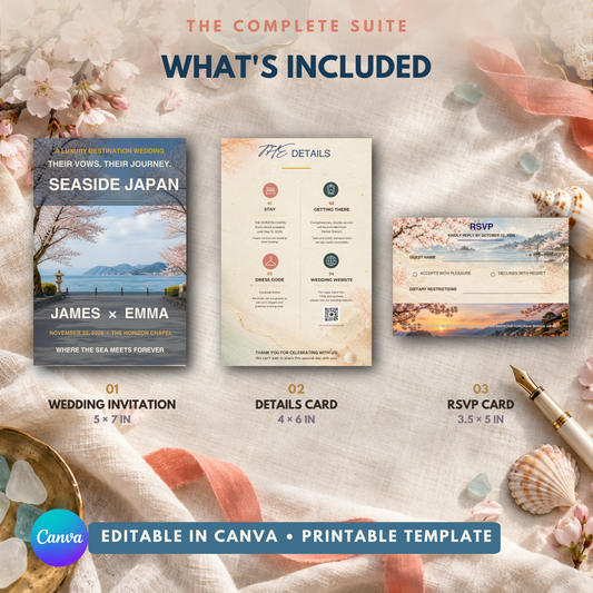 SEASIDE Wedding Invitation Suite Template