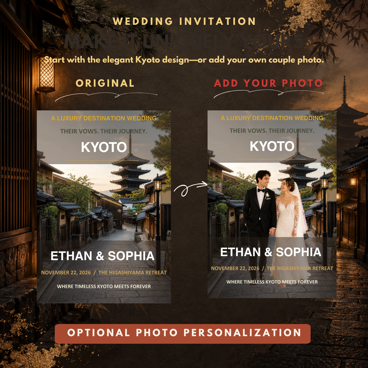 KYOTO Wedding Invitation Suite Template