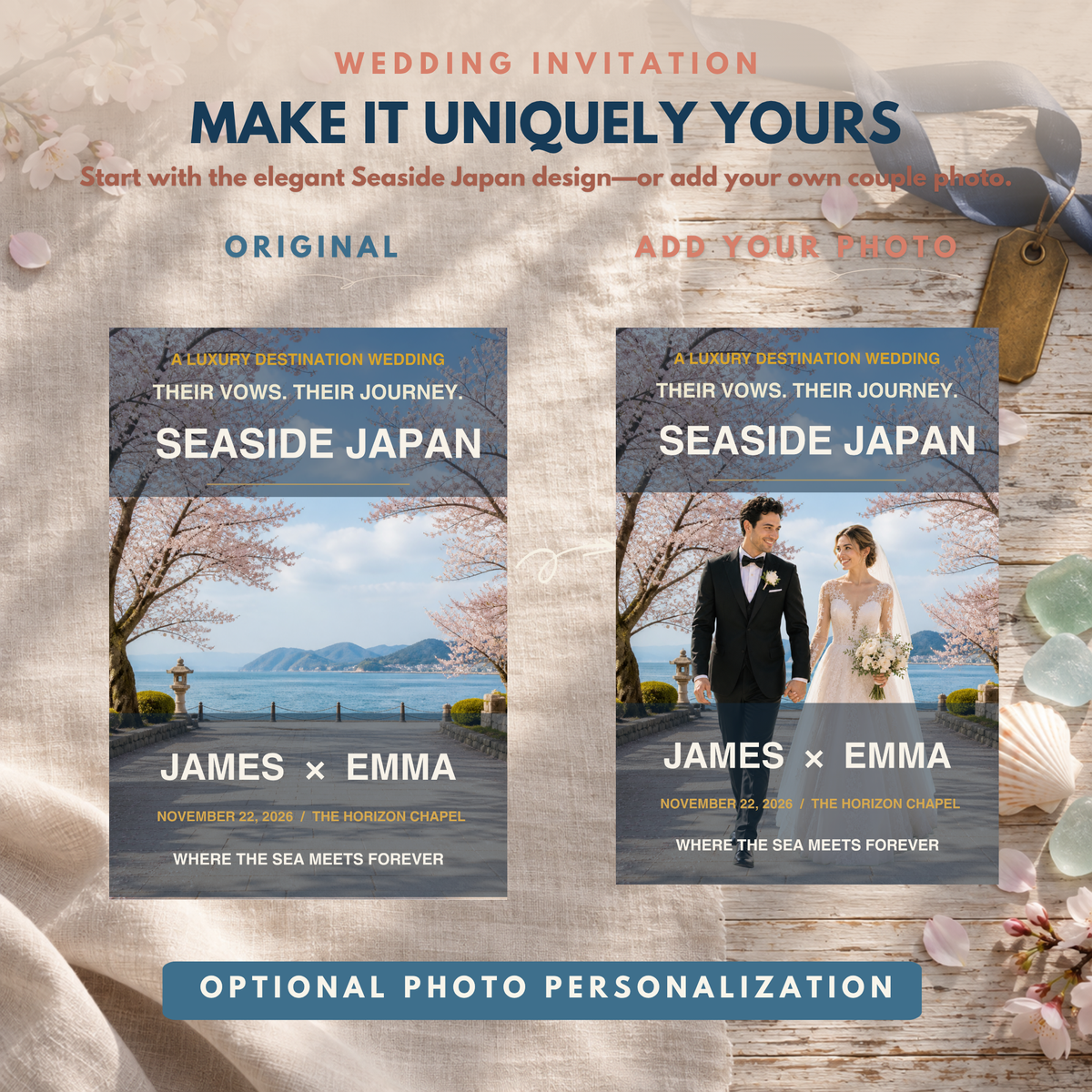 SEASIDE Wedding Invitation Suite Template
