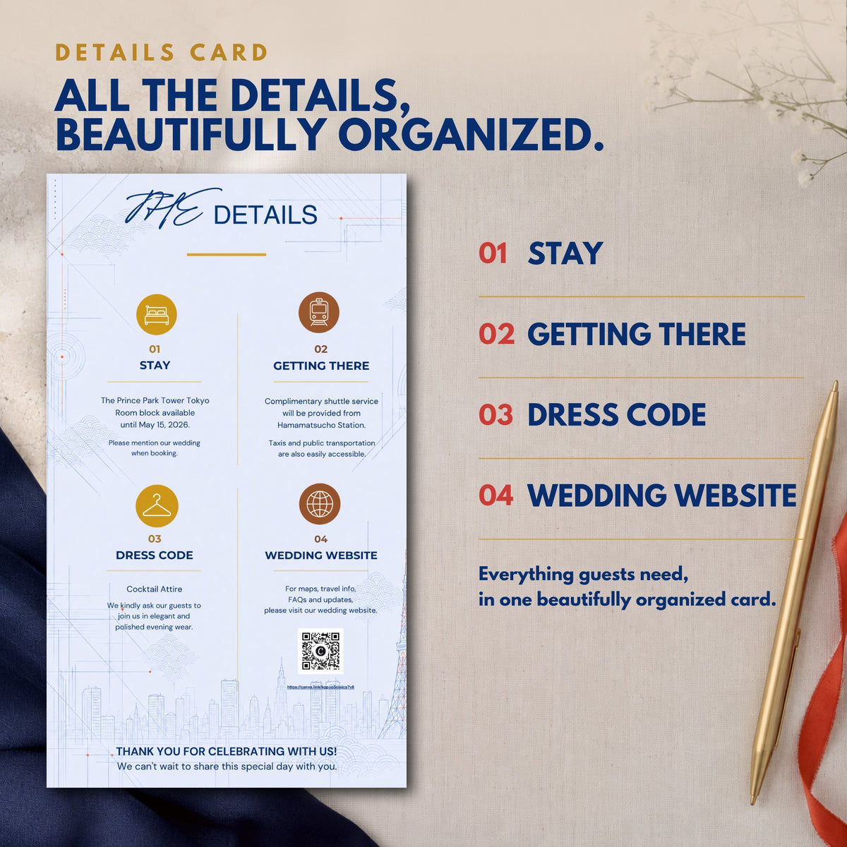 TOKYO Wedding Invitation Suite Template