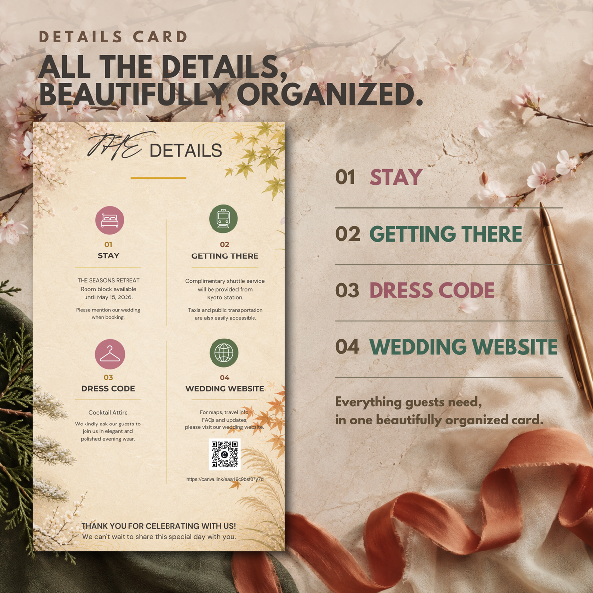 FOUR SEASONS Wedding Invitation Suite Template