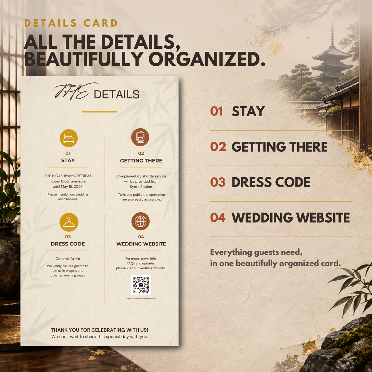 KYOTO Wedding Invitation Suite Template
