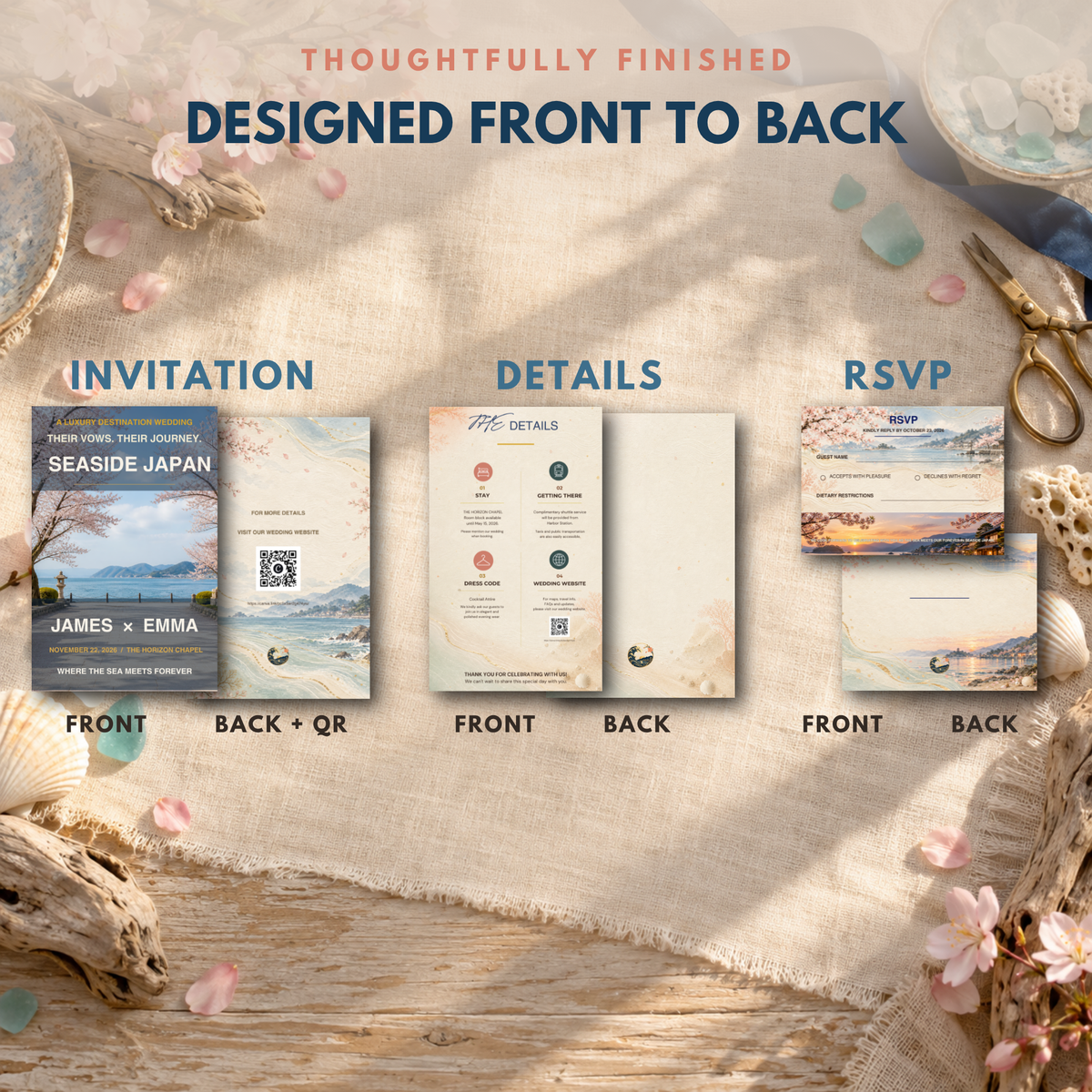 SEASIDE Wedding Invitation Suite Template