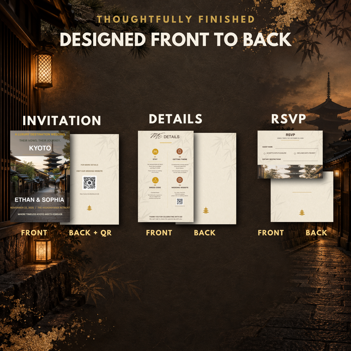 KYOTO Wedding Invitation Suite Template