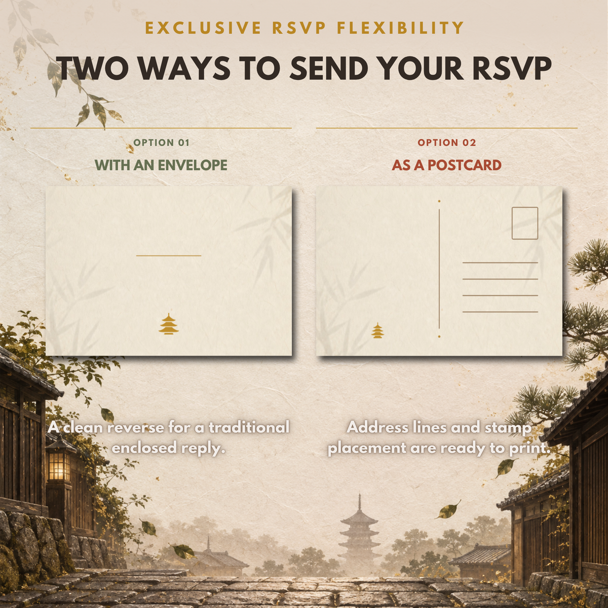 KYOTO Wedding Invitation Suite Template
