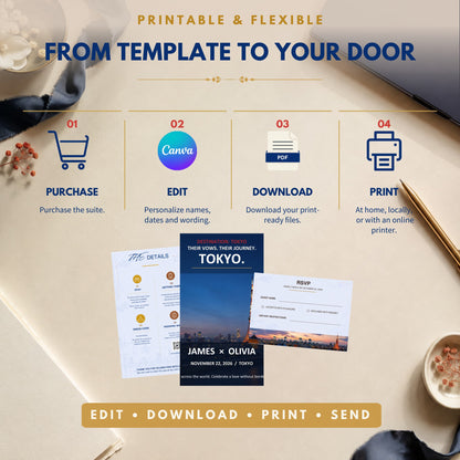 TOKYO Wedding Invitation Suite Template