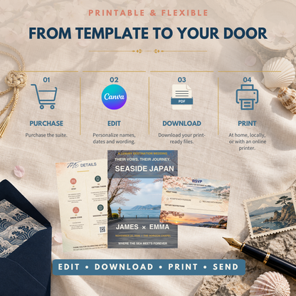 SEASIDE Wedding Invitation Suite Template
