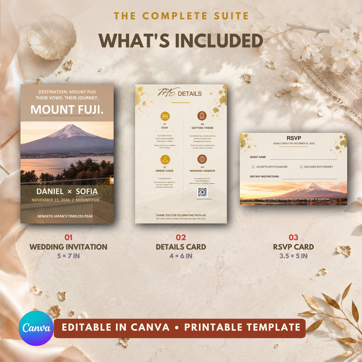 MOUNT FUJI Wedding Invitation Suite Template