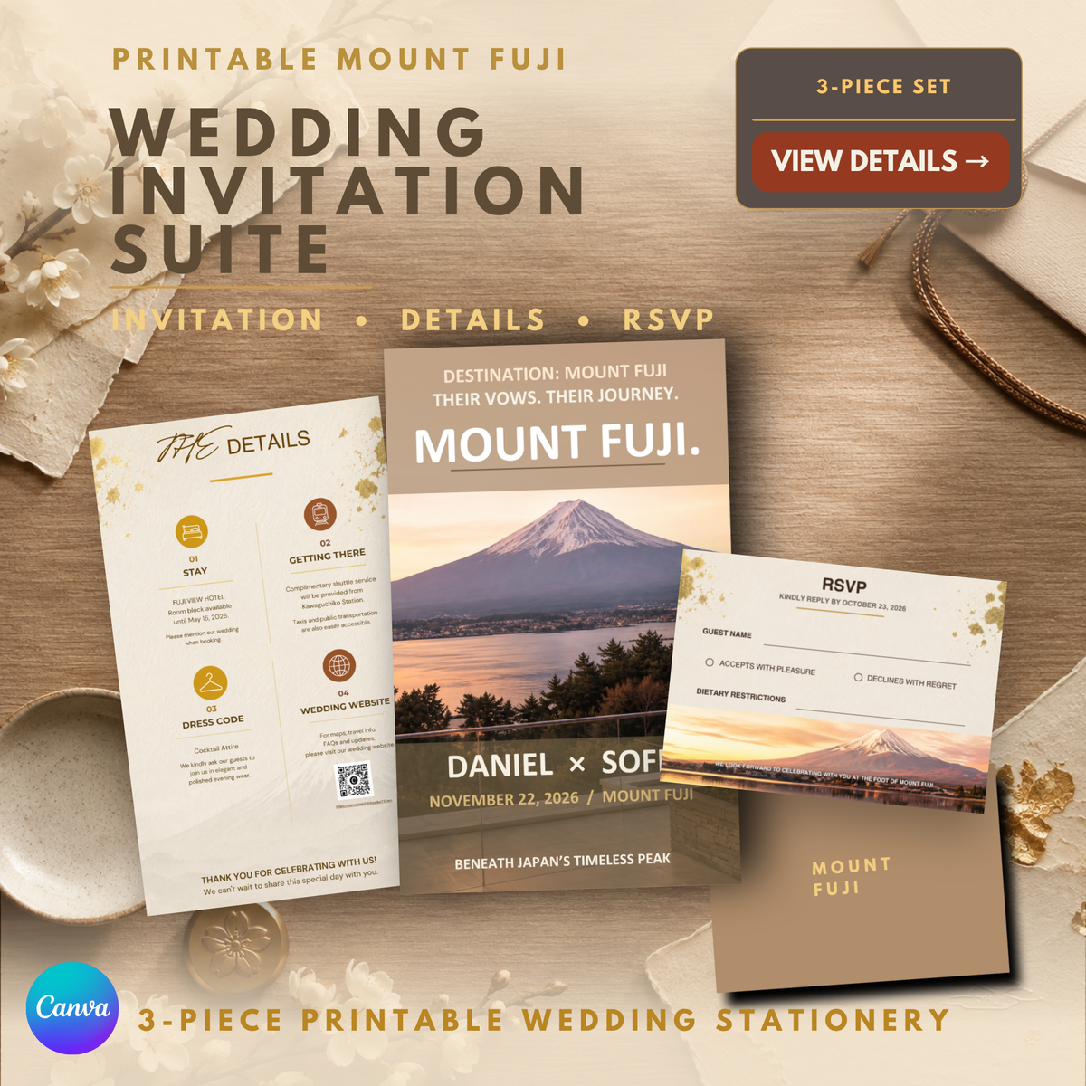 MOUNT FUJI Wedding Invitation Suite Template