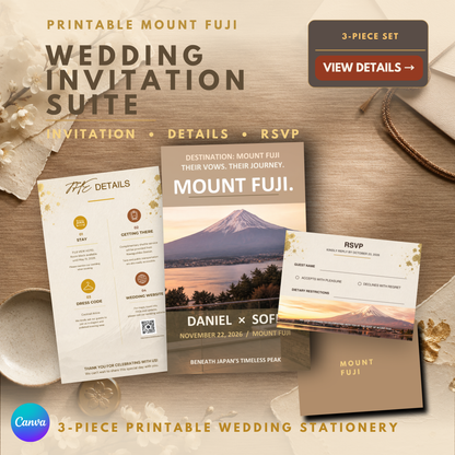 MOUNT FUJI Wedding Invitation Suite Template