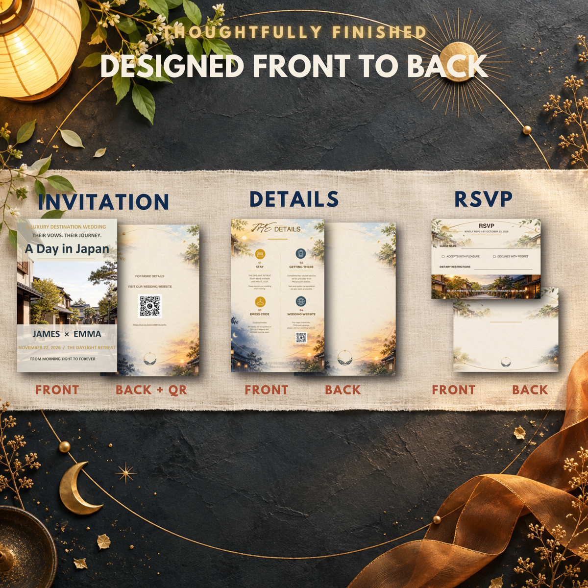 A DAY IN JAPAN Wedding Invitation Suite Template