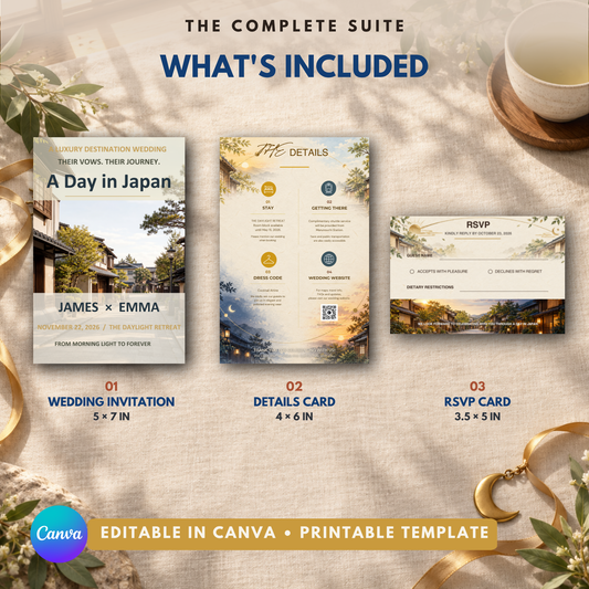 A DAY IN JAPAN Wedding Invitation Suite Template