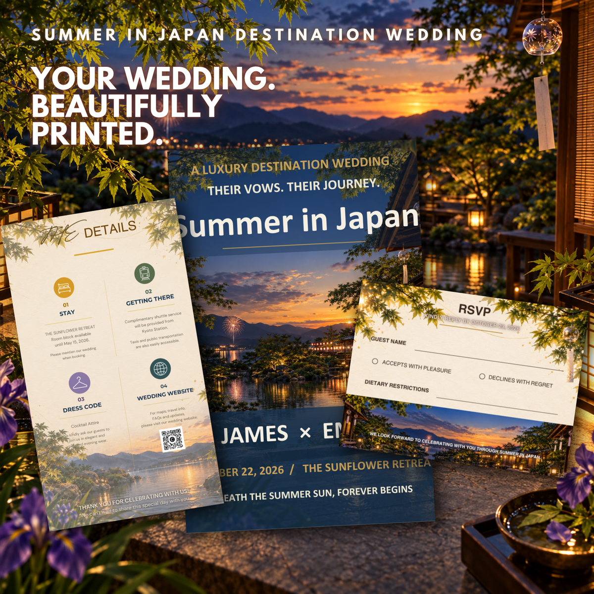 SUMMER IN JAPAN Wedding Invitation Suite Template