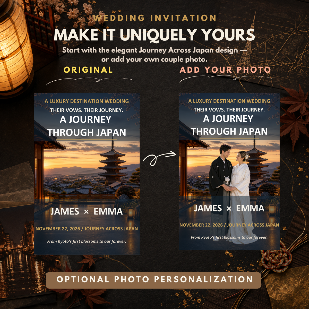 JAPAN JOURNEY Wedding Invitation Suite Template
