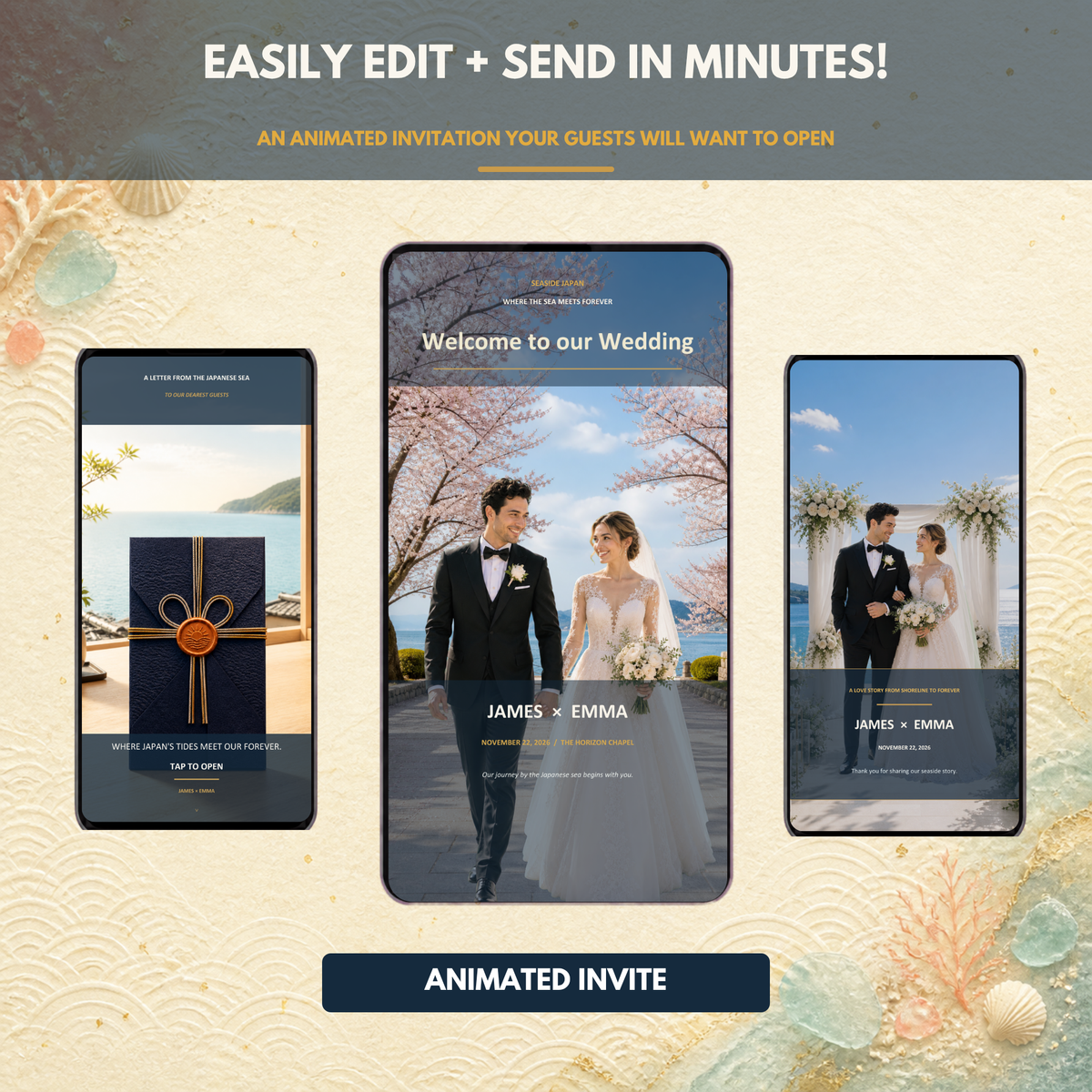 SEASIDE Wedding Website Invitation Template