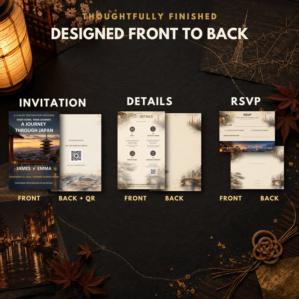 JAPAN JOURNEY Wedding Invitation Suite Template