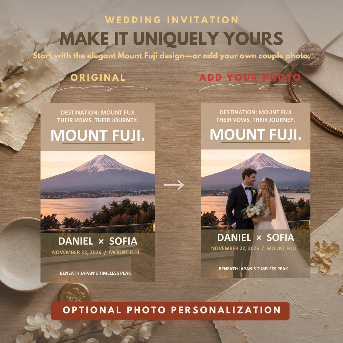 MOUNT FUJI Wedding Invitation Suite Template