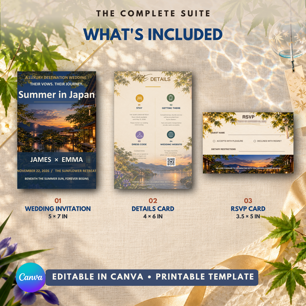SUMMER IN JAPAN Wedding Invitation Suite Template