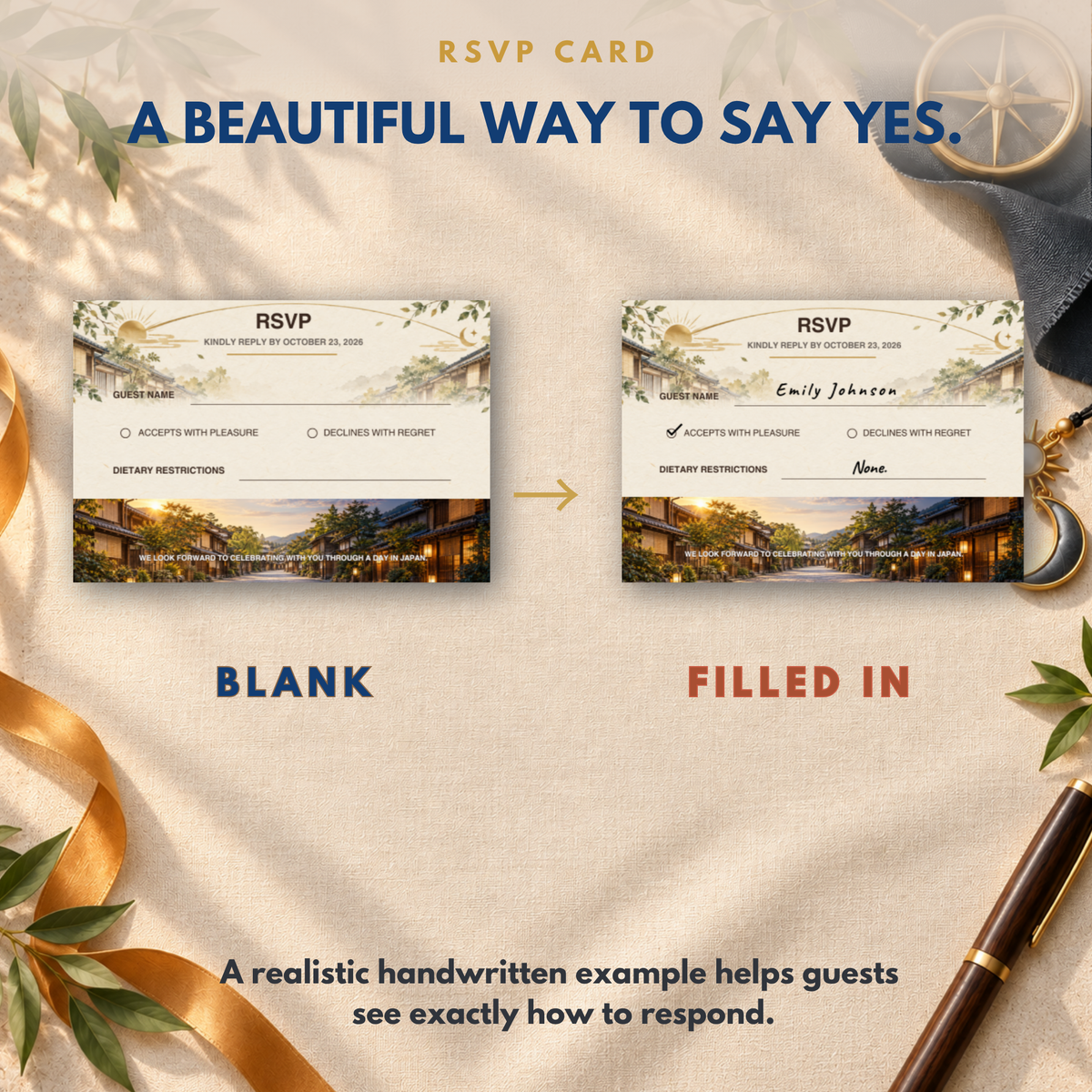 A DAY IN JAPAN Wedding Invitation Suite Template