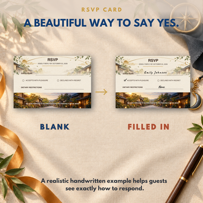 A DAY IN JAPAN Wedding Invitation Suite Template