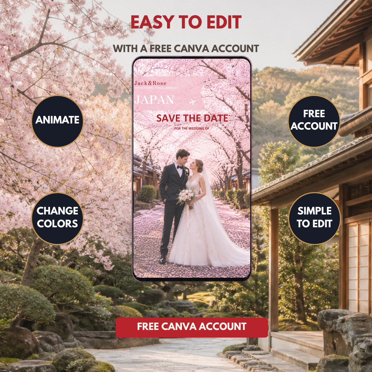 TRADITIONAL JAPAN Wedding Save the Date Template