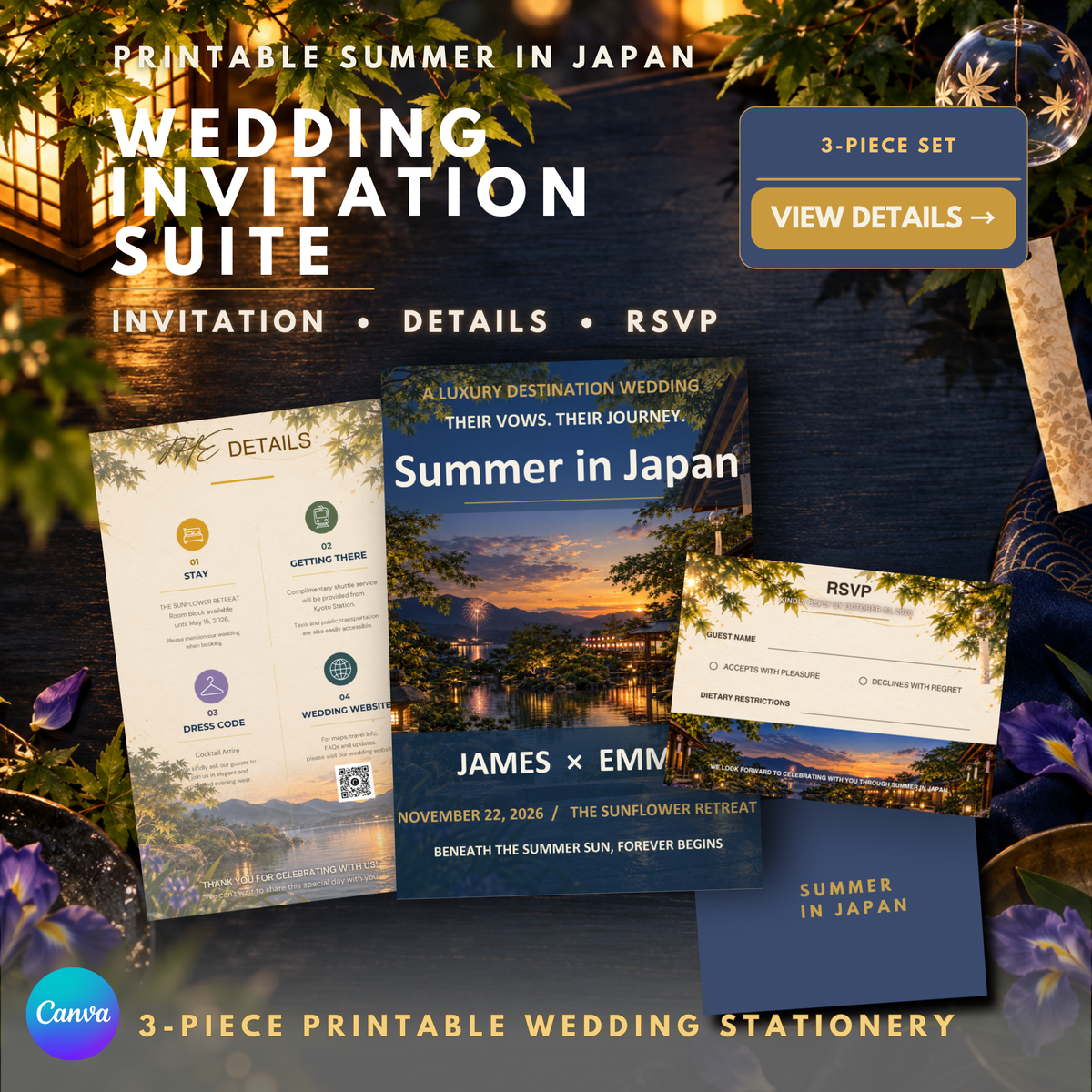 SUMMER IN JAPAN Wedding Invitation Suite Template