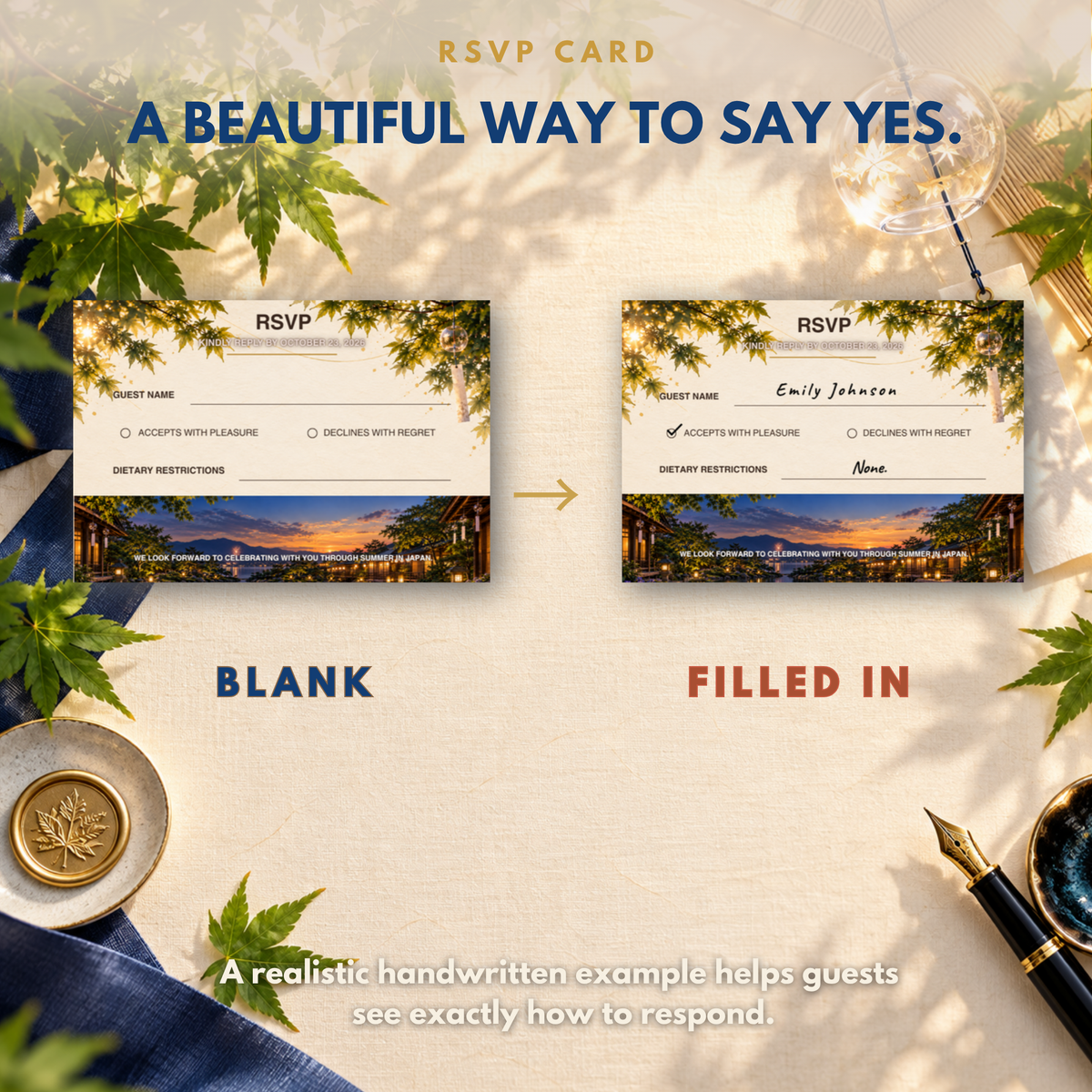 SUMMER IN JAPAN Wedding Invitation Suite Template