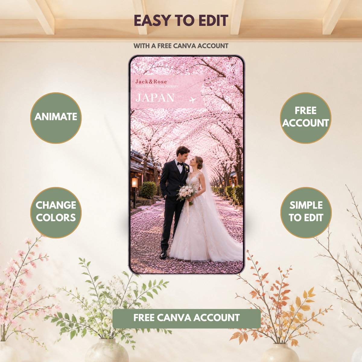 TRADITIONAL JAPAN Wedding Website Invitation Template