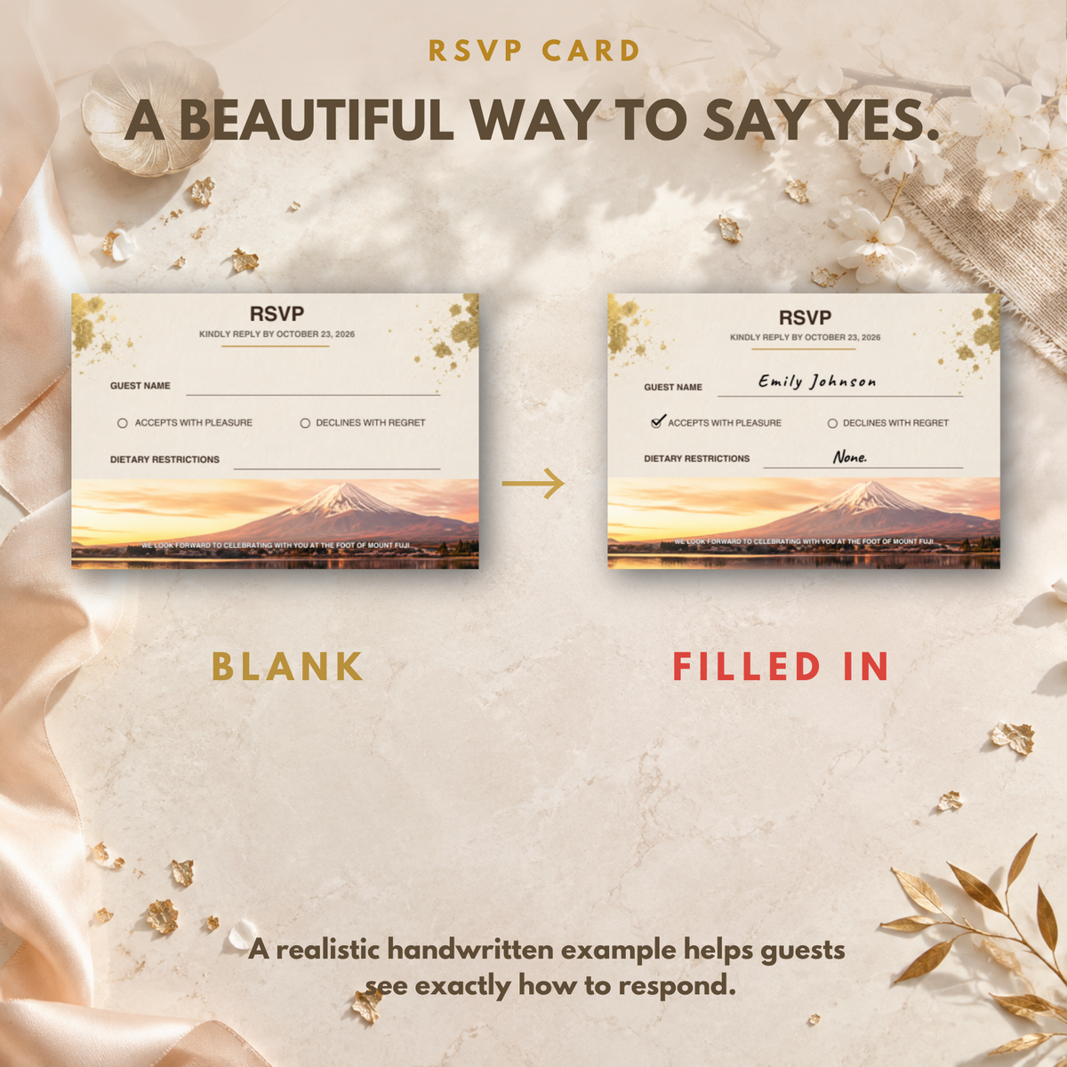 MOUNT FUJI Wedding Invitation Suite Template