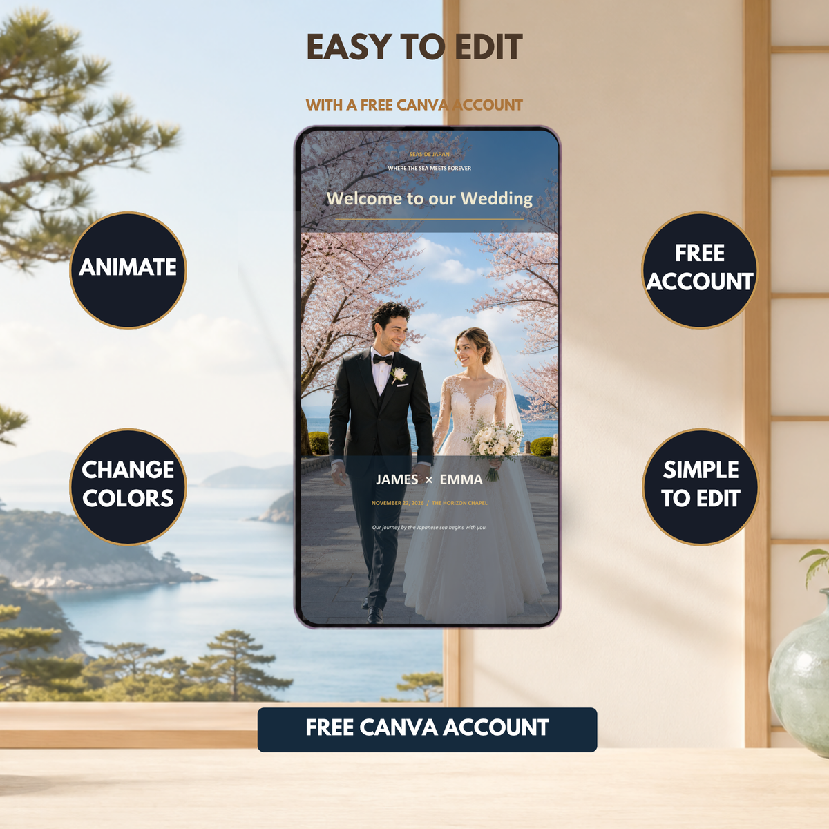 SEASIDE Wedding Website Invitation Template