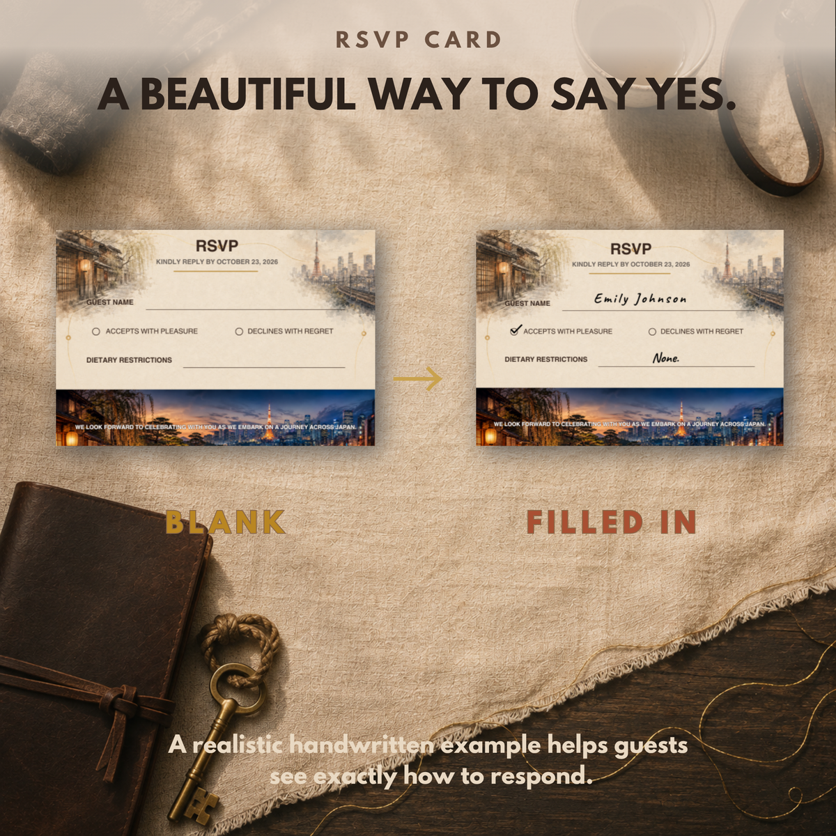 JAPAN JOURNEY Wedding Invitation Suite Template