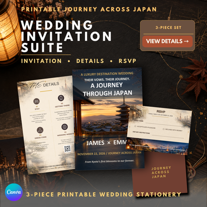JAPAN JOURNEY Wedding Invitation Suite Template