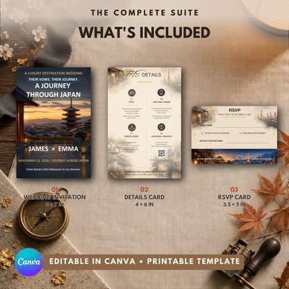 JAPAN JOURNEY Wedding Invitation Suite Template