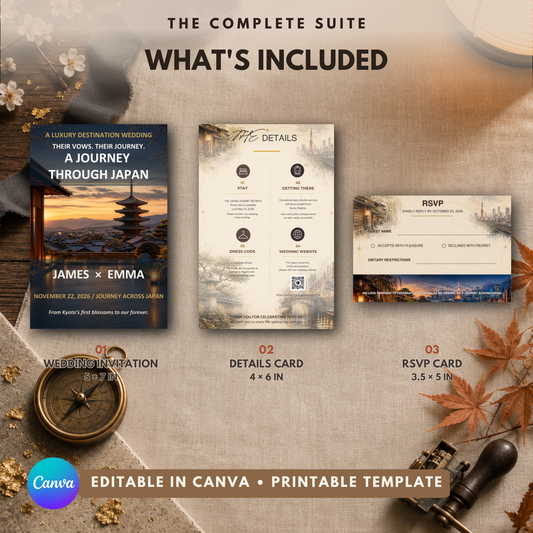 JAPAN JOURNEY Wedding Invitation Suite Template