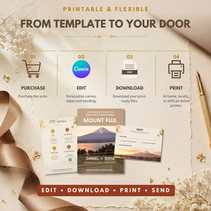 MOUNT FUJI Wedding Invitation Suite Template