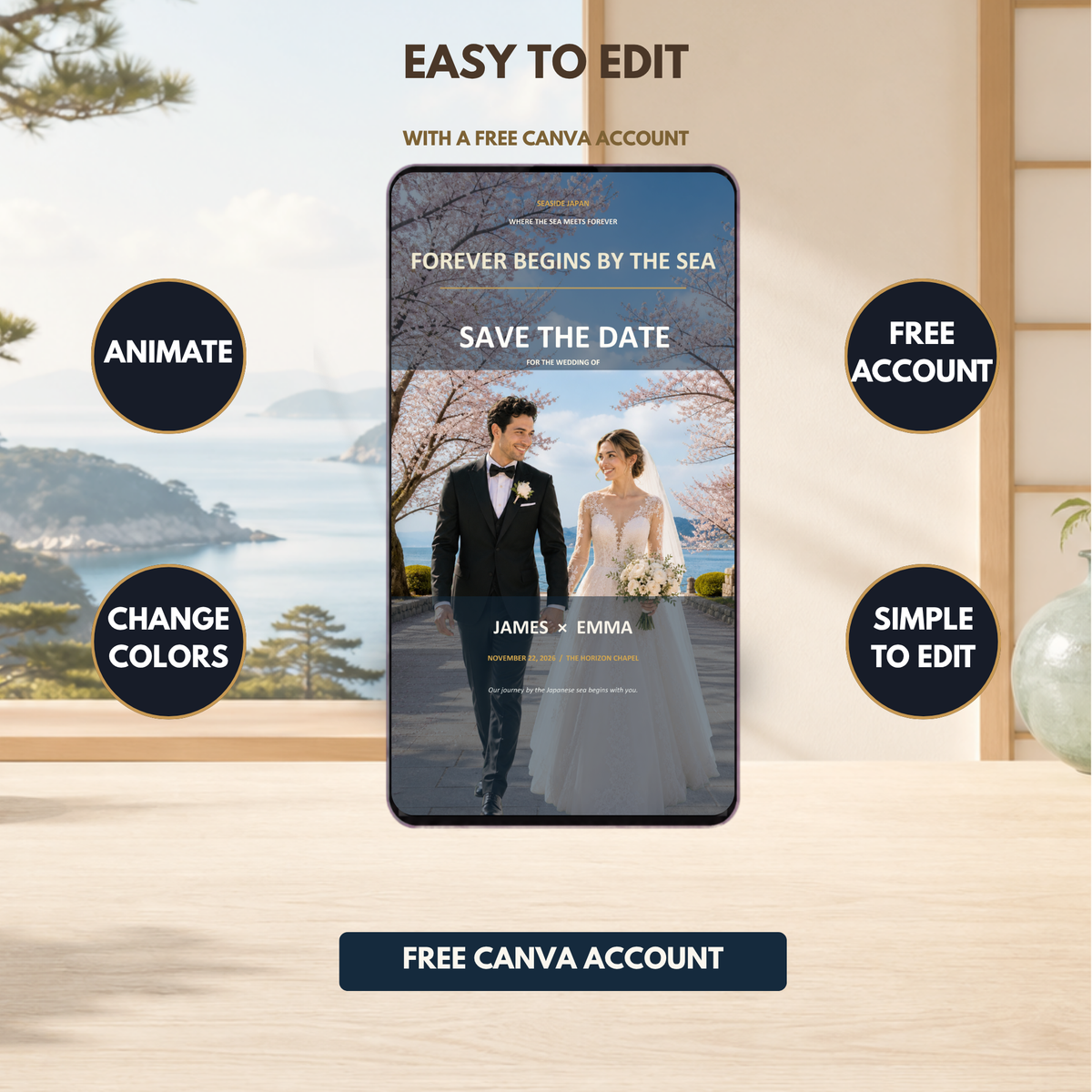 SEASIDE Wedding Save the Date Template